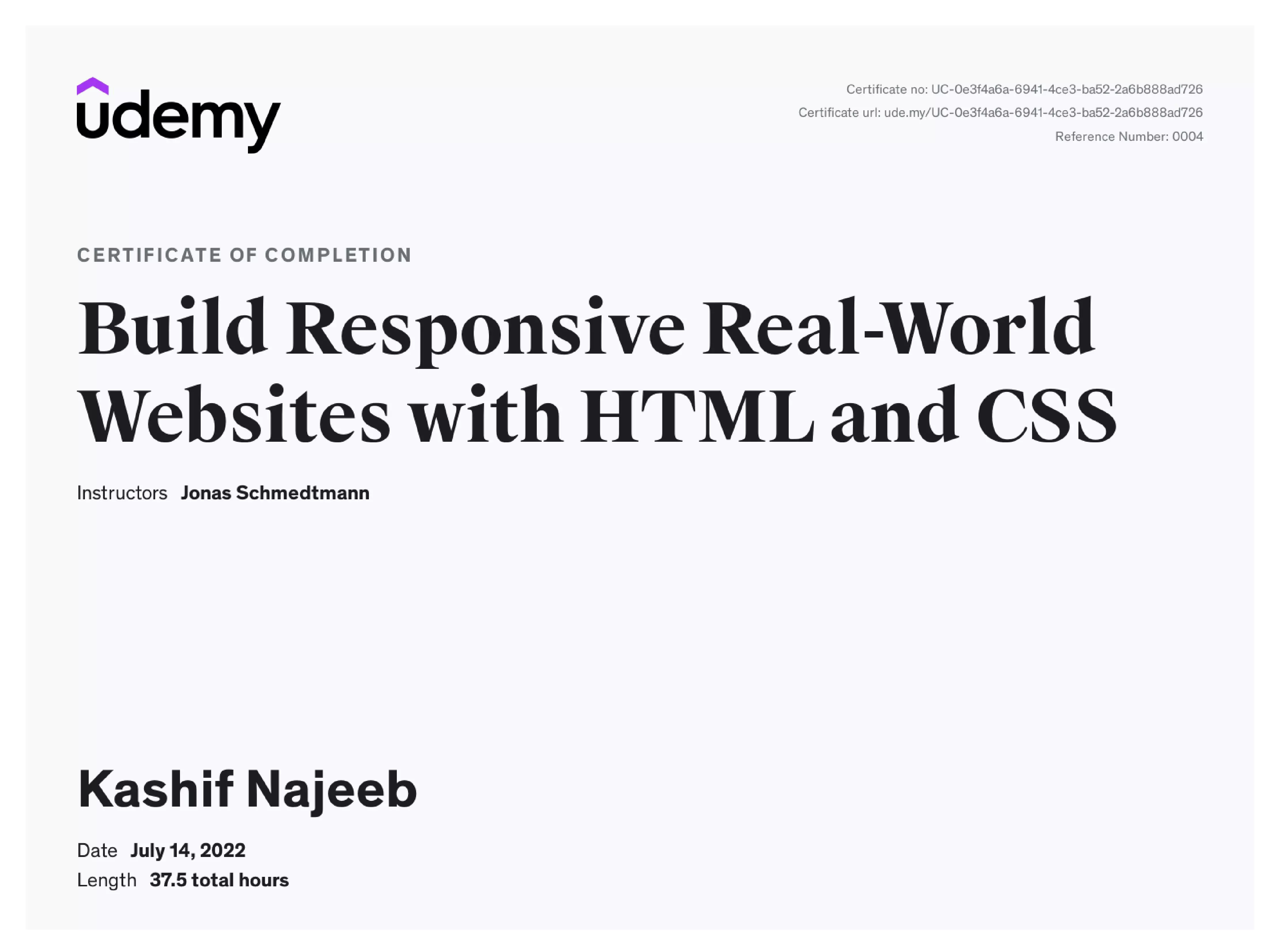 HTML and CSS Certificate Udemy