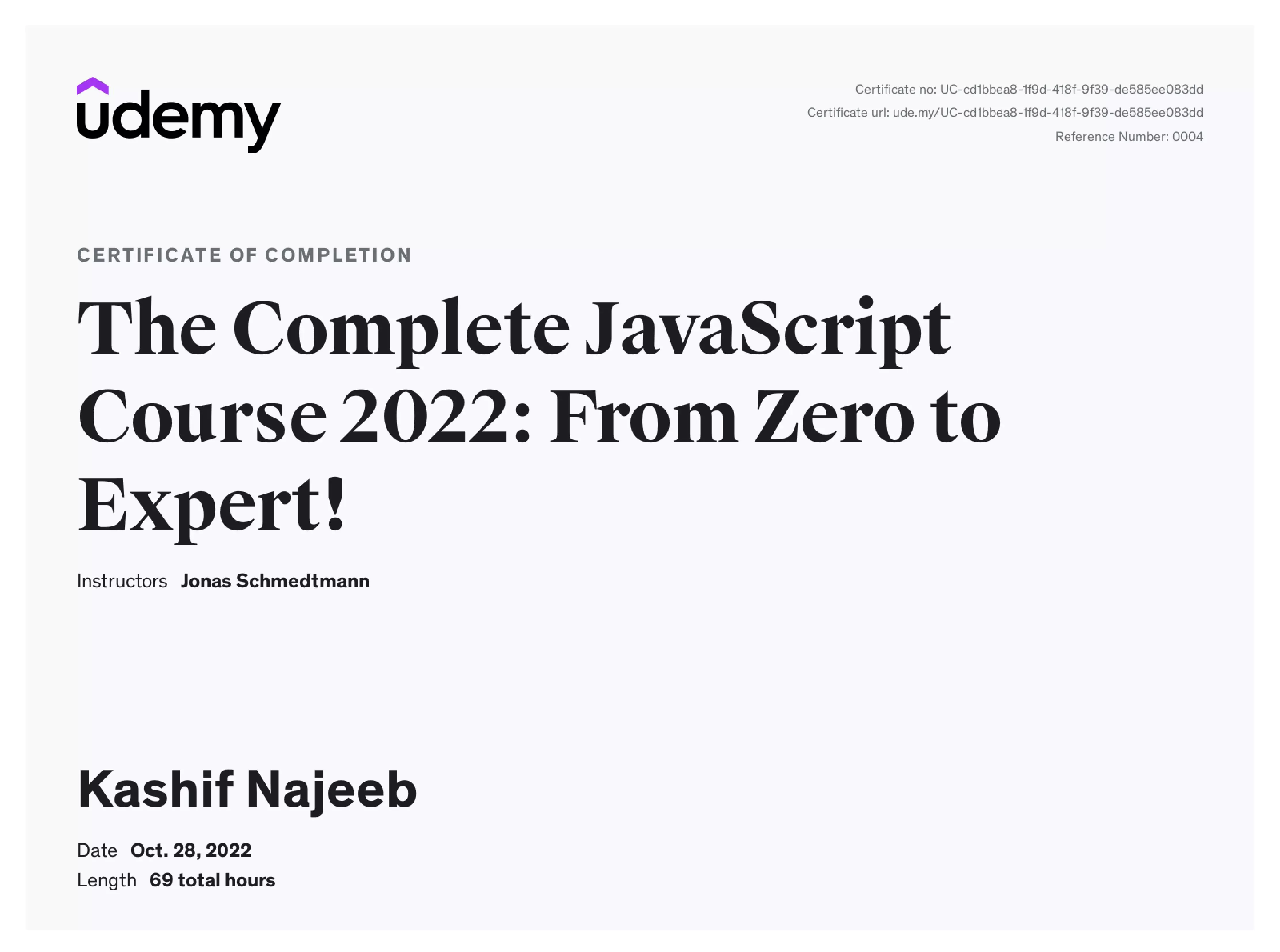 JavaScript Certificate Udemy