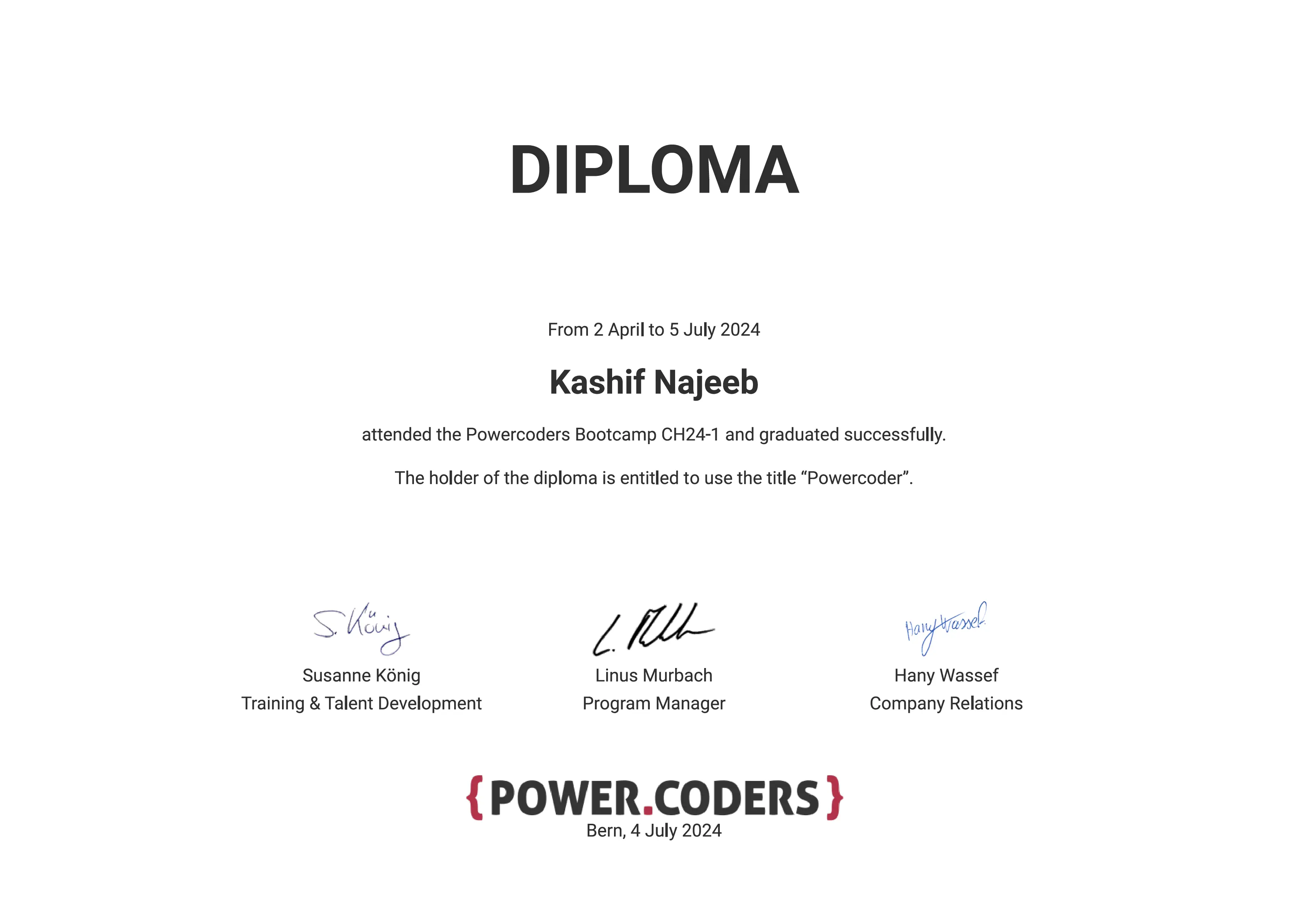 Powercoders Certificate